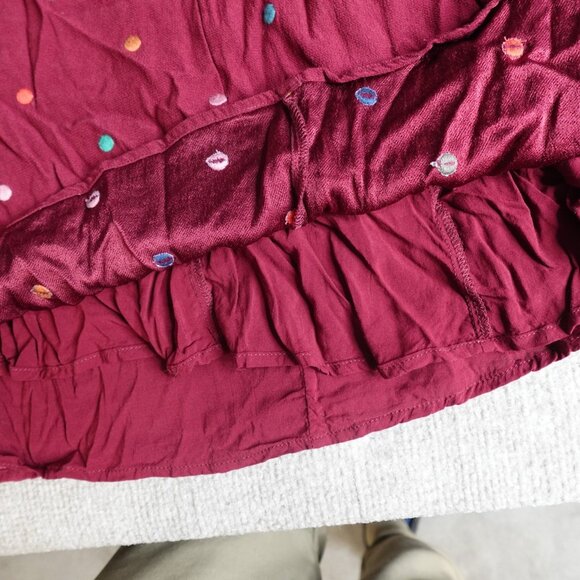 Farm Rio Womens Dress Small Red Polka Dot Embroidered Maxi Mixed Dot - Picture 6 of 13